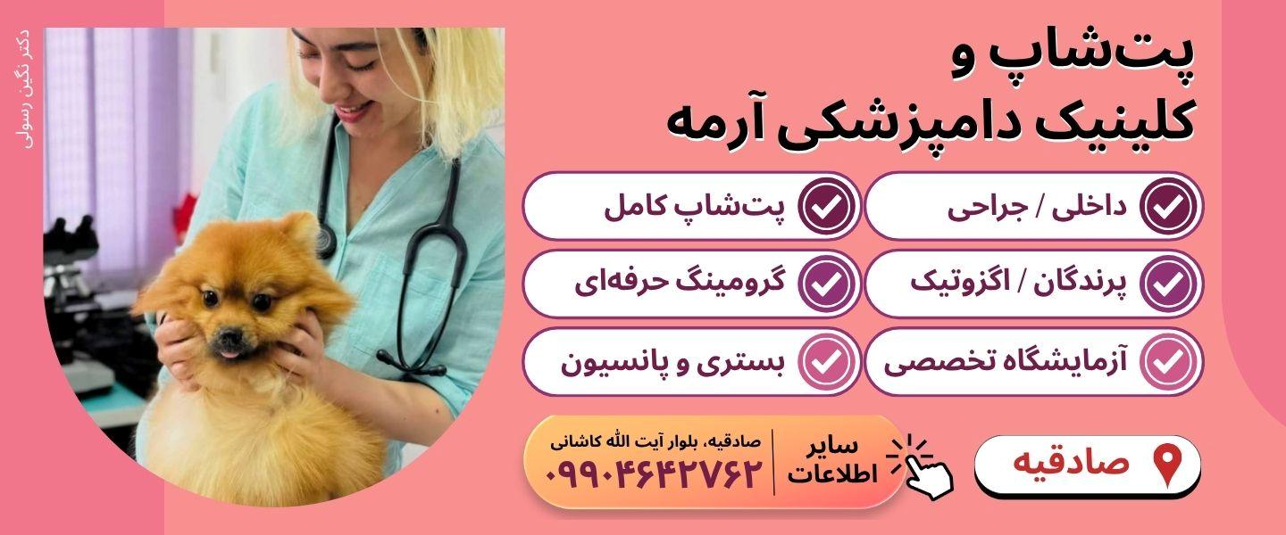 پت شاپ و کلینیک دامپزشکی آرمه در صادقیه بلوار کاشانی